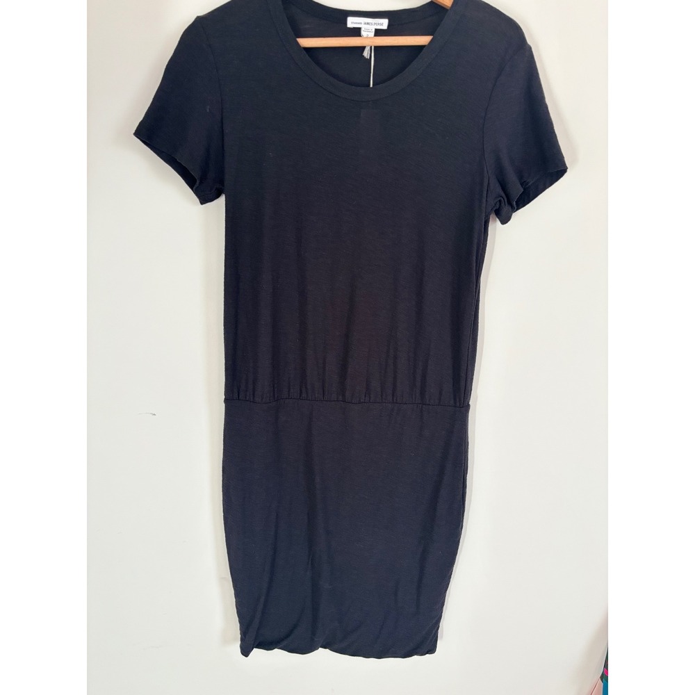 James Perse Standard Black Short Sleeve Drop Waist T-Shirt Dress Size 2 medium - Picture 7 of 8